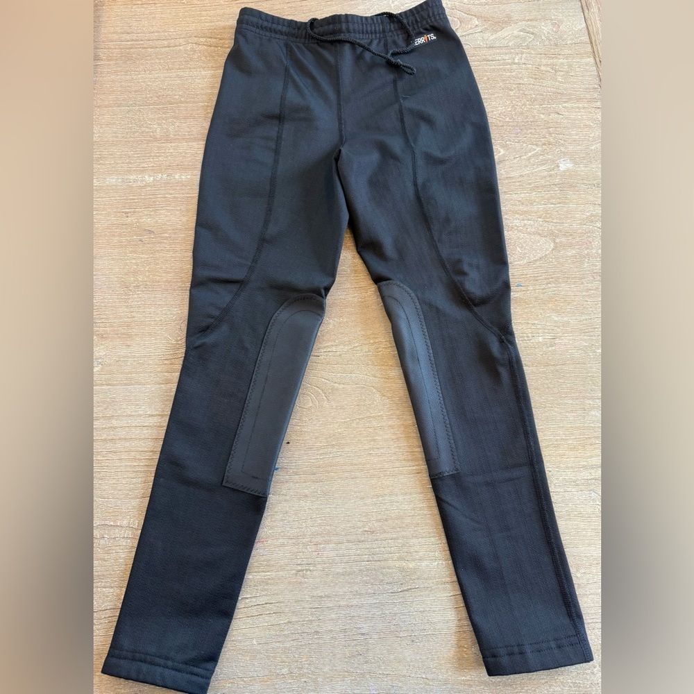 Kerrits Kids Black Fleece Lite II Knee-Patch Riding Tights Sz Large (12-14)
